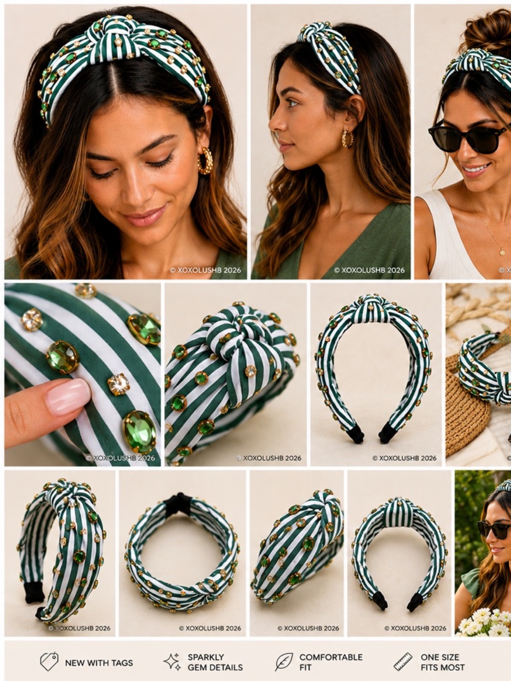 ✨ New With Tags Gem Embellished Knotted Headband ✨ - Picture 8 of 8